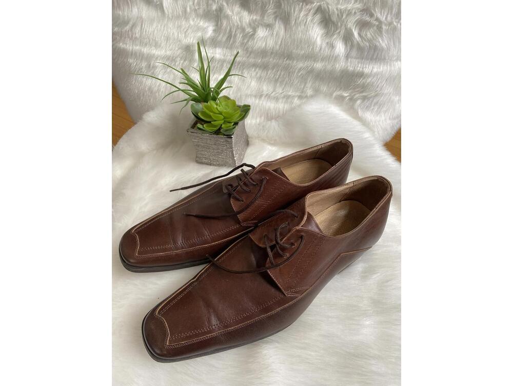 Vero Cuoio Men's Brown Leather Oxford Dress Shoes 43/ size 9.5